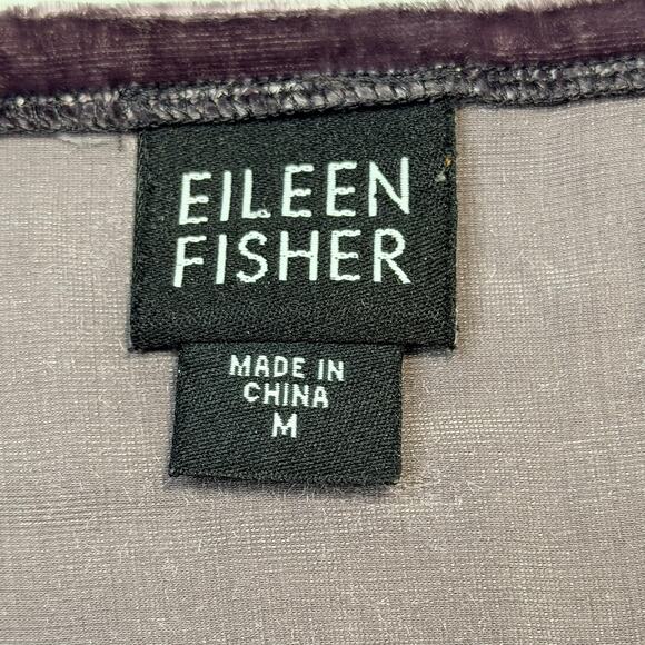 Eileen Fisher Cardigan Womens Medium Purple Crushed Velvet Silk Blend Open Front - Picture 5 of 10